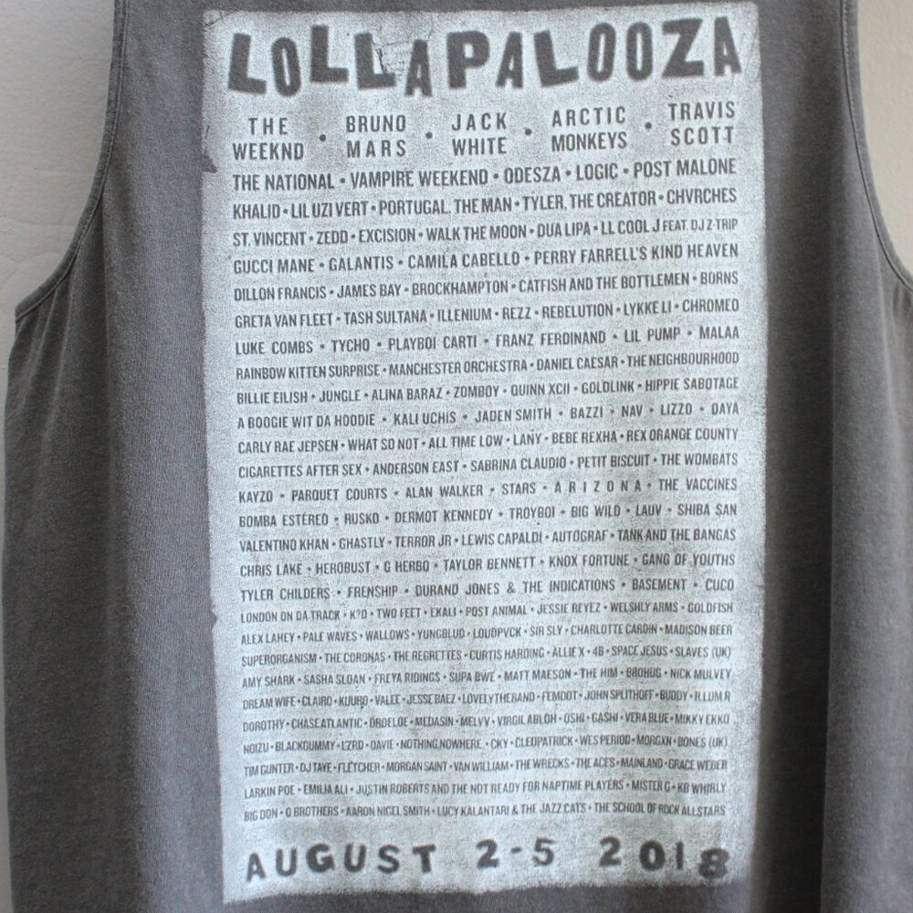 Lolla Chicago 2018 American Eagle Grey Screenprint Women's Tank Size Large - Picture 3 of 5